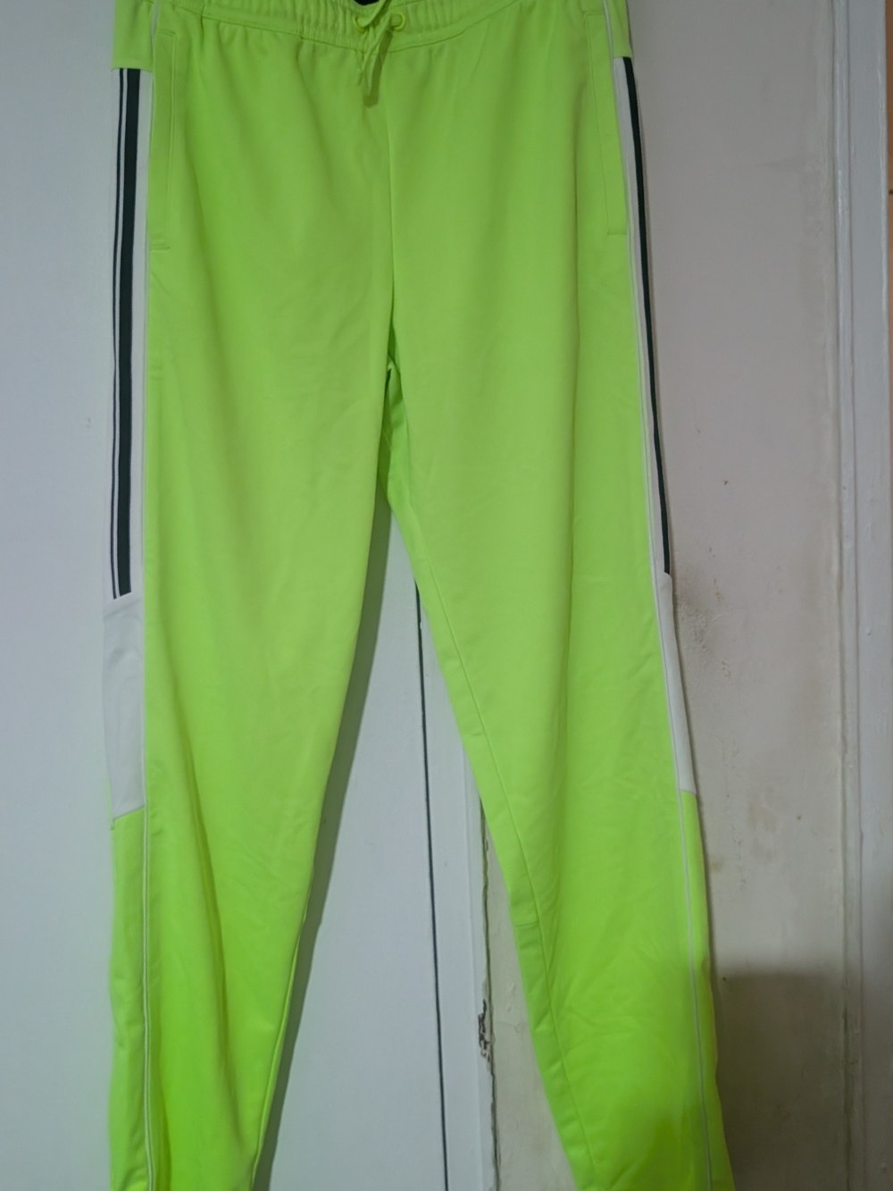 Athletic Works Neon Green Kids Joggers with White & Black Stripes